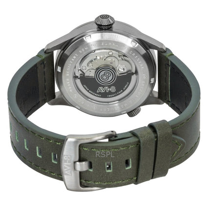AVI-8 Flyboy Wingman Worldtimer GMT Leather Strap Green Dial Automatic AV-4120-05 Men's Watch