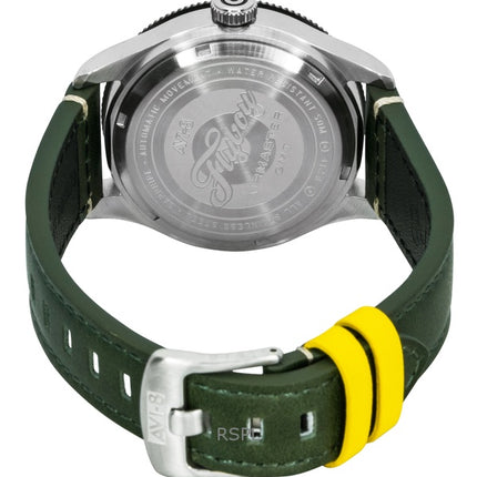 AVI-8 Flyboy Airmaster GMT Fuselage Green Leather Strap Green Dial Automatic AV-4128-03 Men's Watch