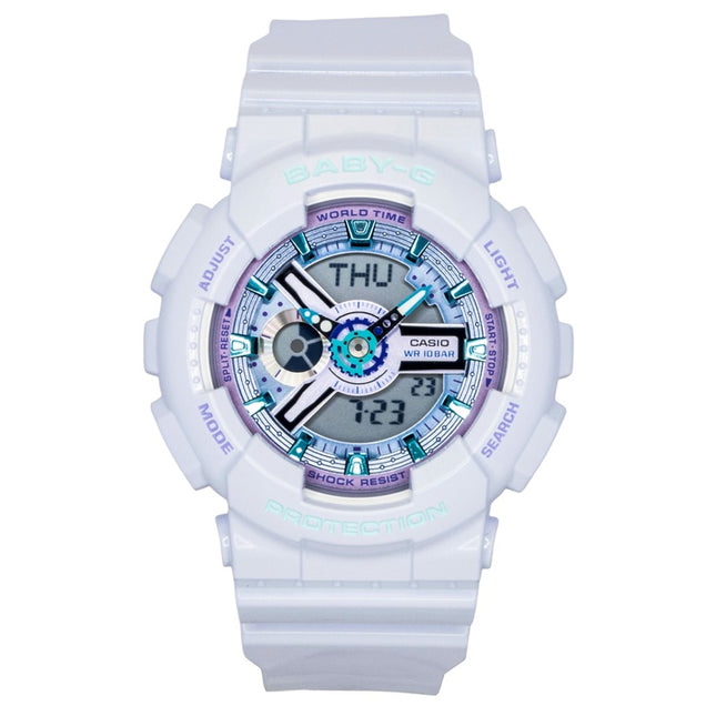 Casio Baby-G Analog Digital Resin Strap White Dial Quartz BA-110MC-7A 100M Women's Watch