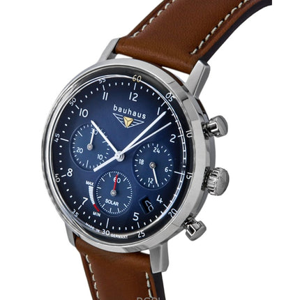 Bauhaus Chronograph Leather Strap Blue Dial Solar 20863 Women's Watch
