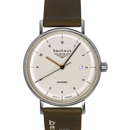Bauhaus Leather Strap Beige Dial Automatic 21521 Men's Watch
