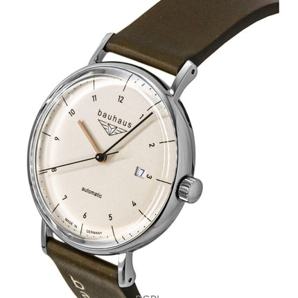 Bauhaus Leather Strap Beige Dial Automatic 21521 Men's Watch