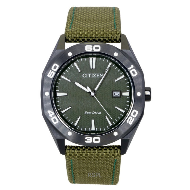 Citizen Eco-Drive Active Sport Nylon Strap Green Dial BM7635-01X 100M Men's Watch