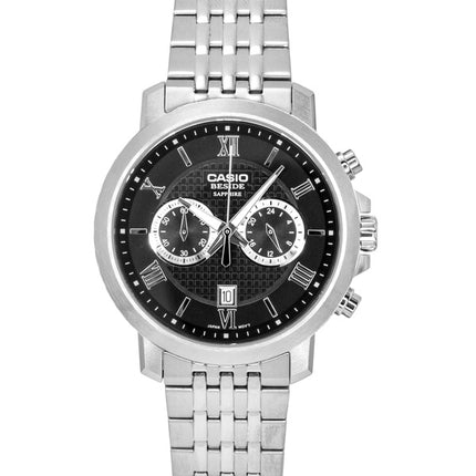 Casio Beside Chronograph Analog Stainless Steel Black Dial Quartz BMS-500D-1A Men's Watch
