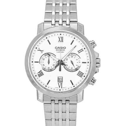 Casio Beside Chronograph Analog Stainless Steel White Dial Quartz BMS-500D-7A Men's Watch