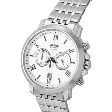 Casio Beside Chronograph Analog Stainless Steel White Dial Quartz BMS-500D-7A Men's Watch