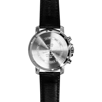 Casio Beside Chronograph Analog Leather Strap Black Dial Quartz BMS-500L-1A Men's Watch