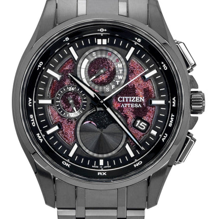 Citizen Attesa Limited Edition Black Titanium Moon Phase Dark Red Dial Eco-Drive BY1005-73Z 100M Men's Watch
