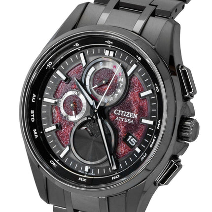 Citizen Attesa Limited Edition Black Titanium Moon Phase Dark Red Dial Eco-Drive BY1005-73Z 100M Men's Watch