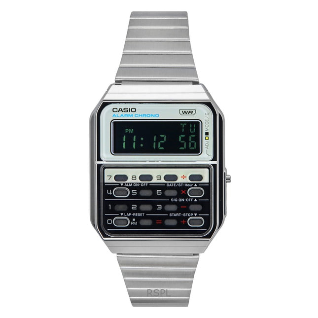 Casio Vintage Heritage Colors Digital Stainless Steel Quartz CA-500WE-7B Unisex Calculator Watch