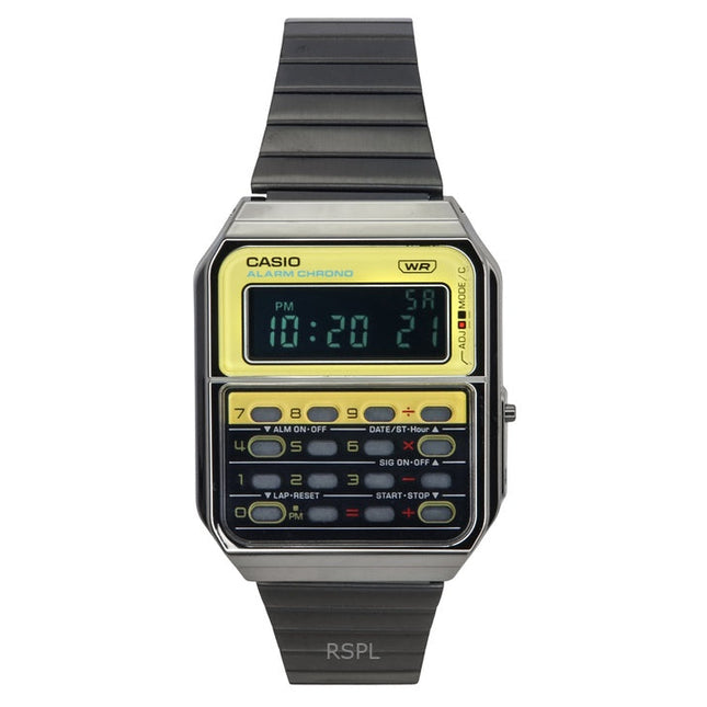 Refurbished Casio Vintage Heritage Colors Digital Stainless Steel Quartz CA-500WEGG-9B Unisex Calculator Watch