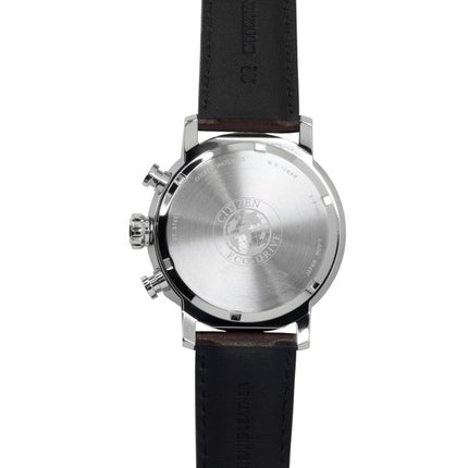 Citizen Brycen Chronograph Brown Leather Strap Ivory Dial Eco-Drive CA0649-06X 100M Men's Watch