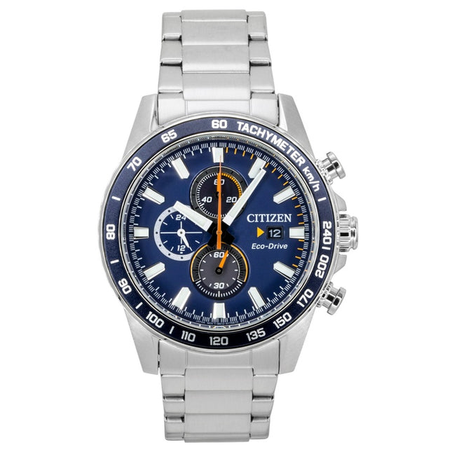 Citizen Brycen Chronograph Stainless Steel Blue Dial Eco-Drive CA0781-50L 100M Men's Watch