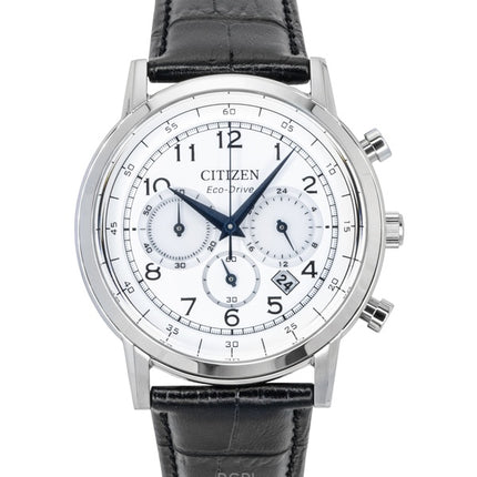Citizen Eco-Drive Chronograph Leather Strap White Dial CA4630-02A Men's Watch
