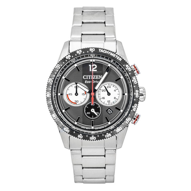 Citizen Eco-Drive Chronograph Analog Stainless Steel Black Dial Solar CA4714-55E 100M Men's Watch