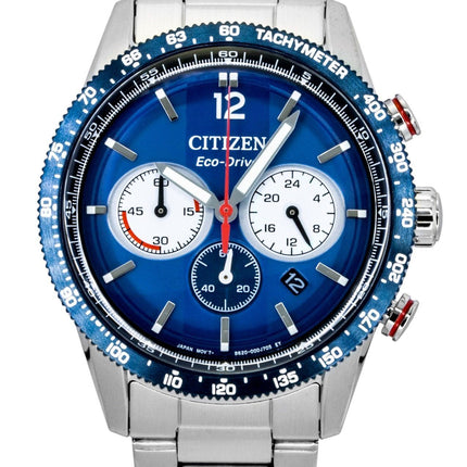 Citizen Eco-Drive Chronograph Stainless Steel Navy Blue Dial CA4716-50L 100M Men's Watch