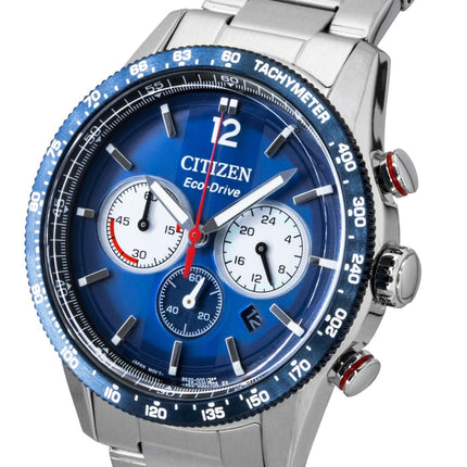 Citizen Eco-Drive Chronograph Stainless Steel Navy Blue Dial CA4716-50L 100M Men's Watch