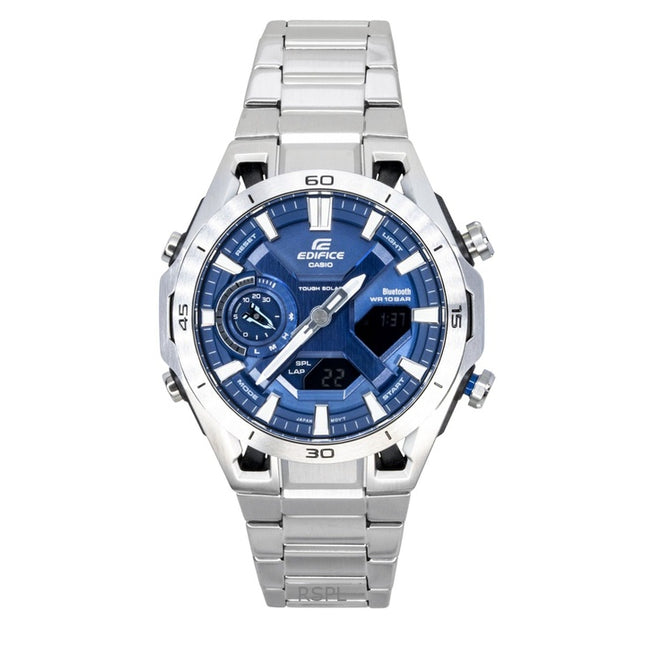 Casio Edifice Analog Digital Stainless Steel Blue Dial Solar ECB-2300D-2A 100M Men's Watch