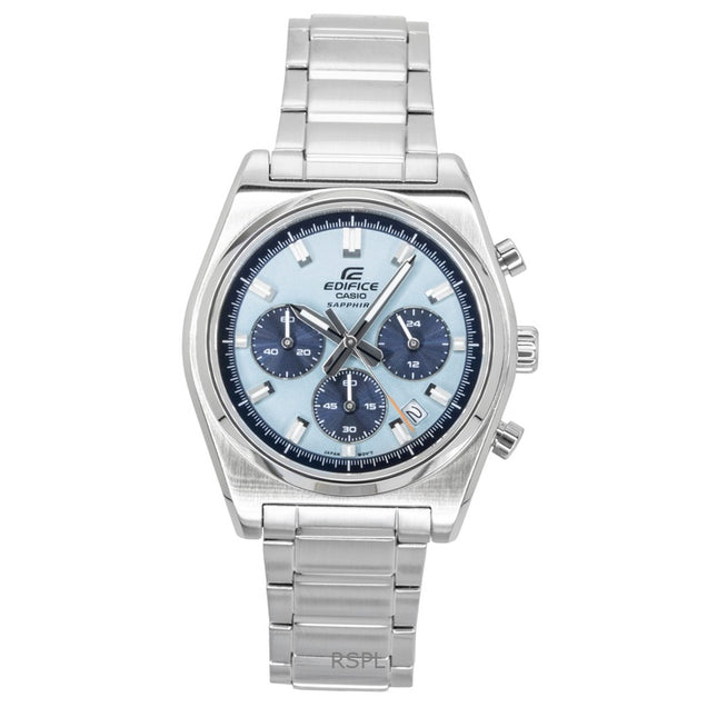 Casio Edifice Analog Standard Chronograph Stainless Steel Blue Dial Quartz EFB-730D-2BV 100M Men's Watch