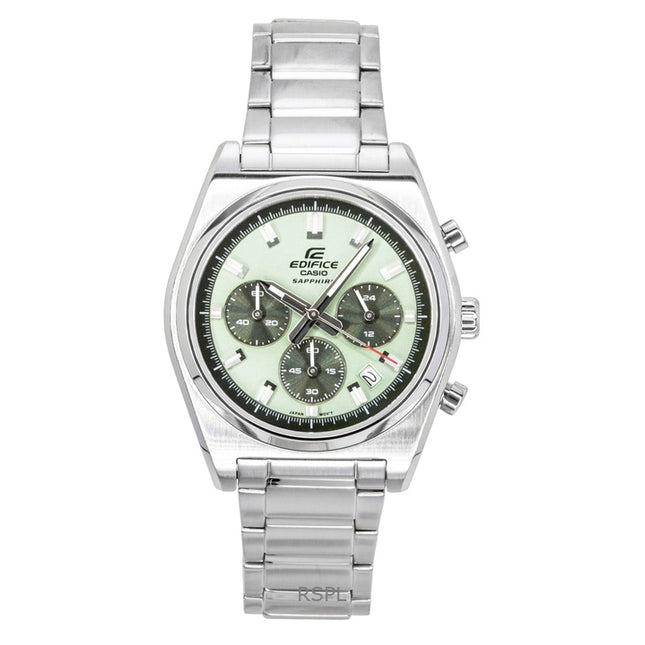 Casio Edifice Analog Standard Chronograph Stainless Steel Green Dial Quartz EFB-730D-3AV 100M Men's Watch