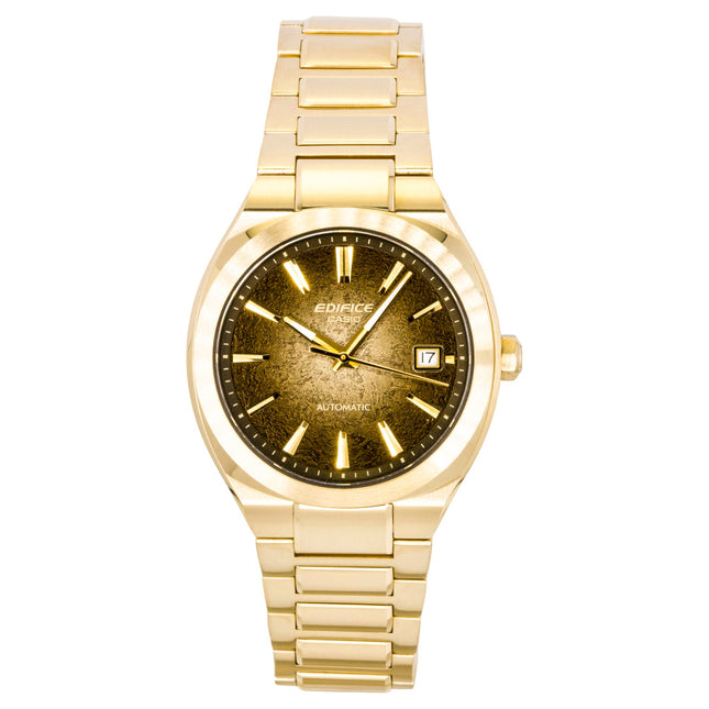 Casio Edifice Analog Gold Tone Stainless Steel Dark Brown Dial Automatic EFK-200DG-5A 100M Men's Watch