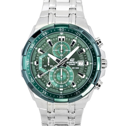 Casio Edifice Analog Standard Chronograph Stainless Steel Green Dial Quartz EFR-539DE-3AV 100M Men's Watch