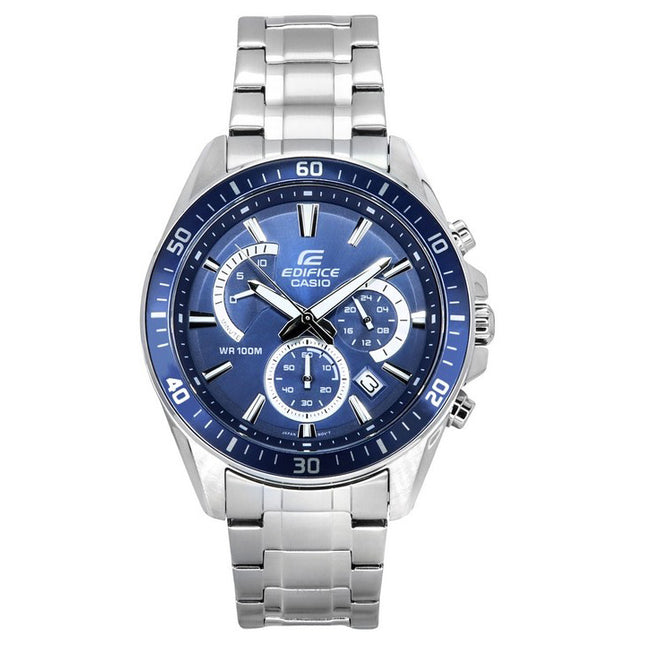 Casio Edifice Analog Standard Chronograph Stainless Steel Blue Dial Quartz EFR-552D-2A 100M Men's Watch