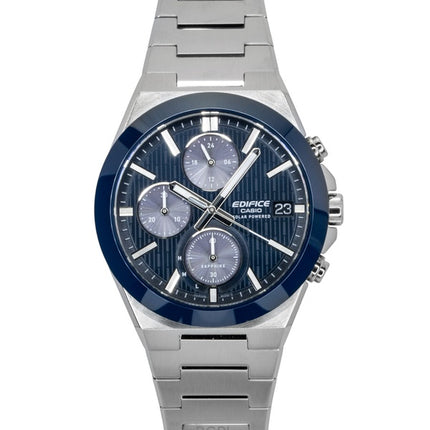 Casio Edifice Analog Chronograph Stainless Steel Blue Dial Solar EFS-S650D-2A 100M Men's Watch