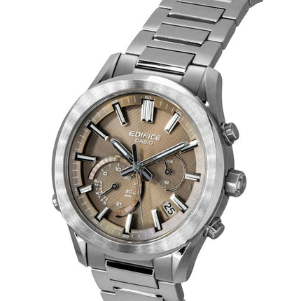 Casio Edifice Analog Chronograph Smartphone Link Stainless Steel Brown Dial Solar EQB-1300D-5A 100M Men's Watch