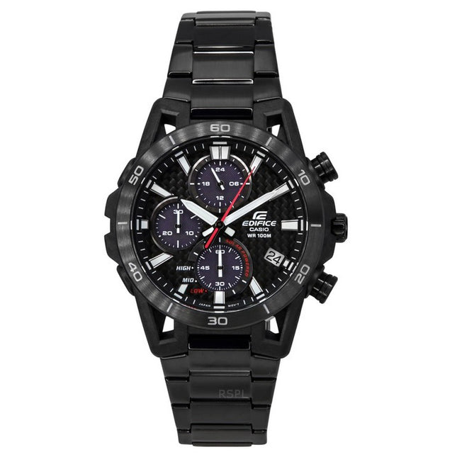 Casio Edifice Sospensione Analog Chronograph Black Ion Stainless Steel Black Dial Solar EQS-960DC-1AV 100M Men's Watch