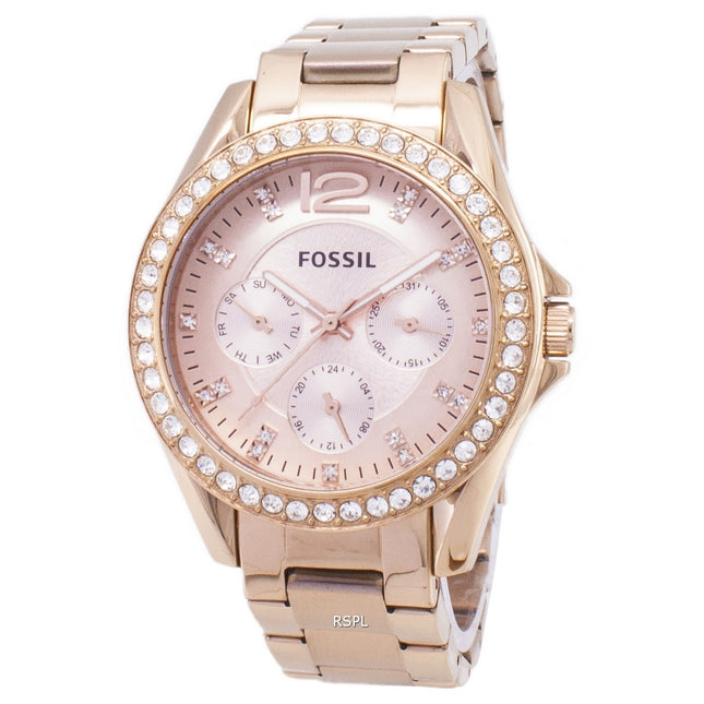 Fossil Riley Multifunction Crystal Rose Gold ES2811 Women's Watch
