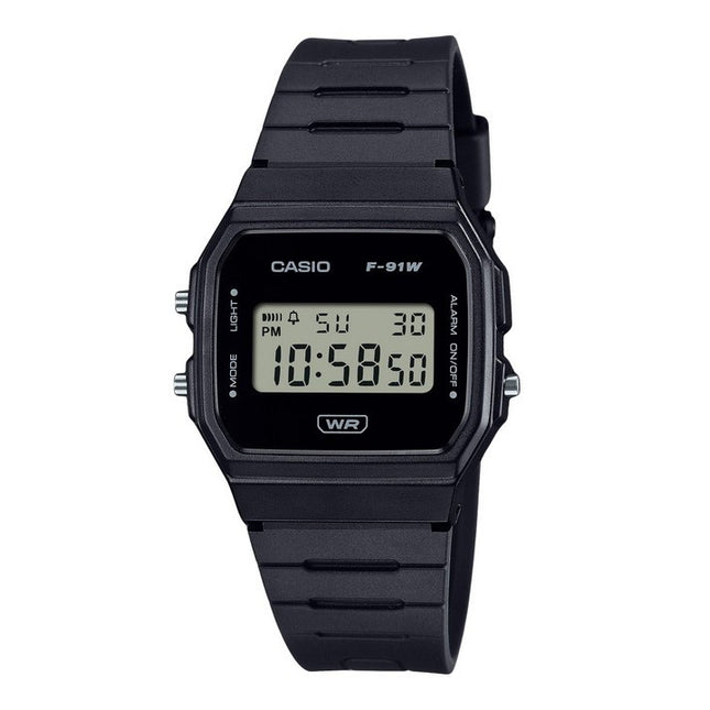 Casio POP Digital Black Bio Based Resin Strap Quartz F-91WB-1A Unisex Watch