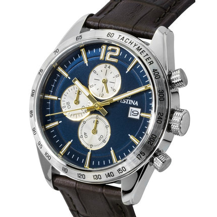 Festina Chronograph Leather Strap Blue Dial Quartz F16760-7 Men's Watch