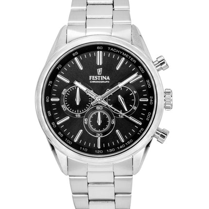 Festina Timeless Chronograph Stainless Steel Black Dial Quartz F16820-4 100M Men's Watch