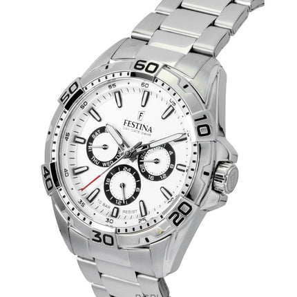 Festina Stainless Steel Multifunction White Dial Quartz F20623-1 100M Men's Watch