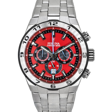 Festina Chrono Bike Chronograph Stainless Steel Red Dial Quartz F20670-5 100M Men's Watch