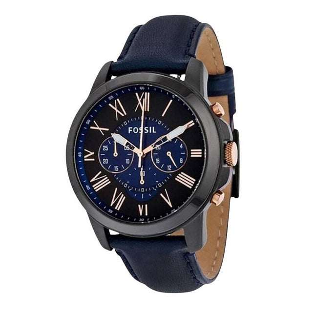 Fossil Grant Chronograph Black and Blue Dial Blue Leather FS5061 Men's Watch