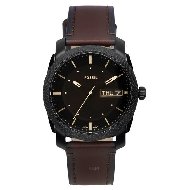 Fossil Machine Leather Strap Brown Dial Quartz FS5901 Men's Watch