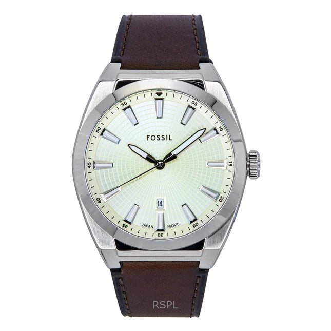 Fossil Everett Leather Strap Cream Dial Quartz FS6071 Men's Watch