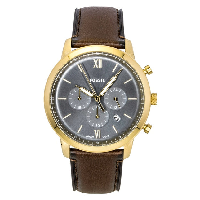 Fossil Neutra Chronograph Brown Leather Strap Blue Dial Quartz FS6162 Men's Watch