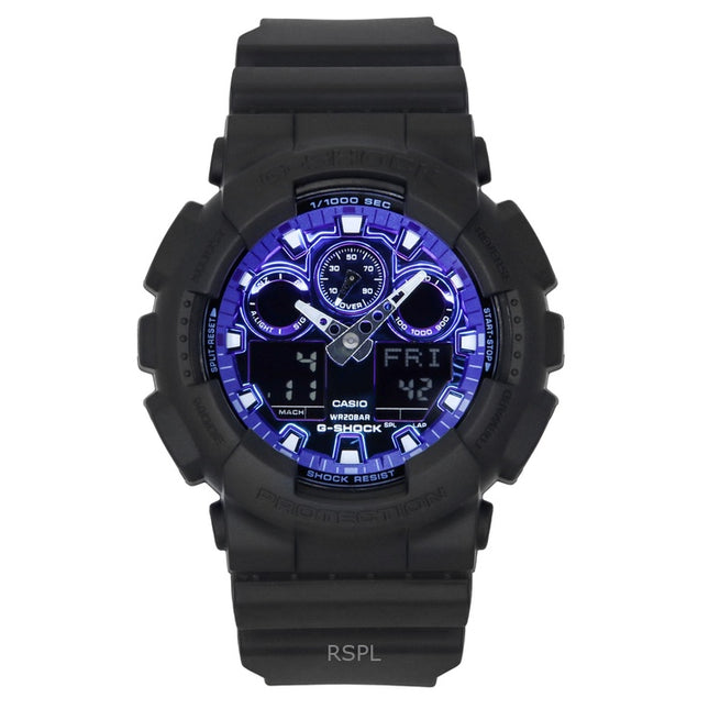 Casio G-Shock Analog Digital Resin Strap Blue Dial Quartz GA-100FL-1A 200M Men's Watch