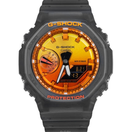 Casio G-Shock Analog Digital Resin Strap Orange Dial Quartz GA-2100FLS-8A4 200M Men's Watch