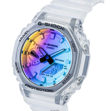Casio G-Shock Analog Digital Transparent Resin Strap Multicolor Dial Quartz GA-2100SRS-7A 200M Men's Watch