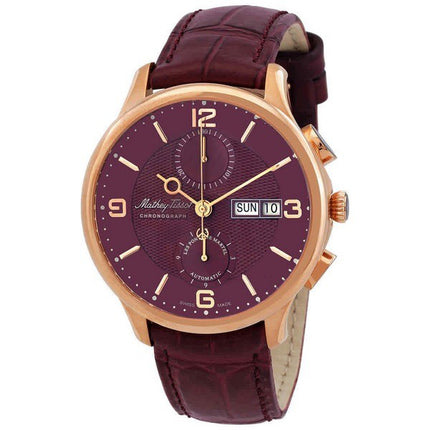 Mathey-Tissot Edmond Chronograph Leather Strap Purple Dial Automatic H1886CHATPR Men's Watch