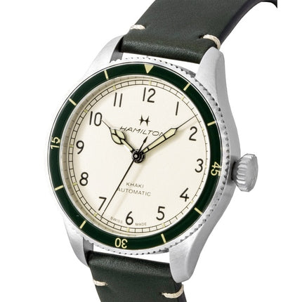 Hamilton Khaki Aviation Pilot Pioneer Leather Strap White Dial Automatic H76255810 100M Men's Watch