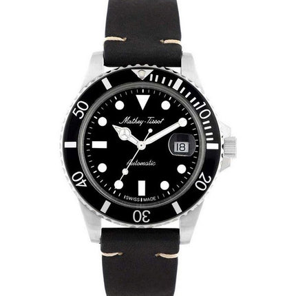 Mathey-Tissot Mathy Vintage Genuine Leather Strap Black Dial Automatic H901ATLN 100M Men's Watch