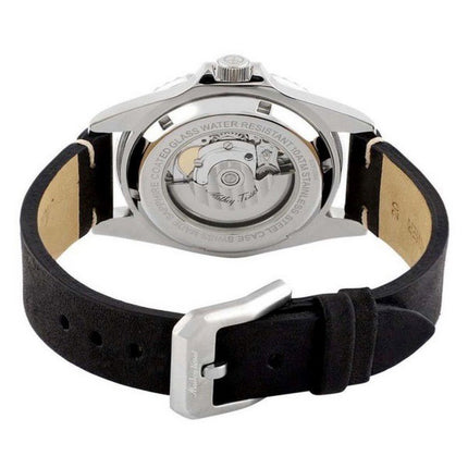 Mathey-Tissot Mathy Vintage Genuine Leather Strap Black Dial Automatic H901ATLN 100M Men's Watch