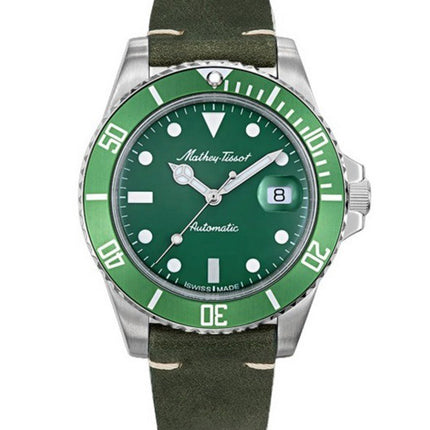 Mathey-Tissot Mathy Vintage Genuine Leather Strap Green Dial Automatic H901ATLV 100M Men's Watch