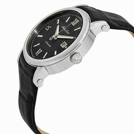 Mathey-Tissot Renaissance Genuine Leather Strap Black Dial Automatic H9030AN Men's Watch