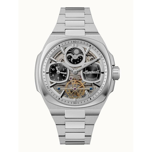 Ingersoll The Spirit Moon Phase Stainless Steel Silver Skeleton Dial Automatic I15802 Men's Watch